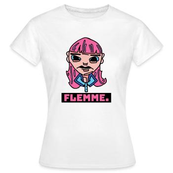 Logo marque Flemme. - T-shirt Femme - blanc - Devant - AI Model Female 172 dark (172cm)