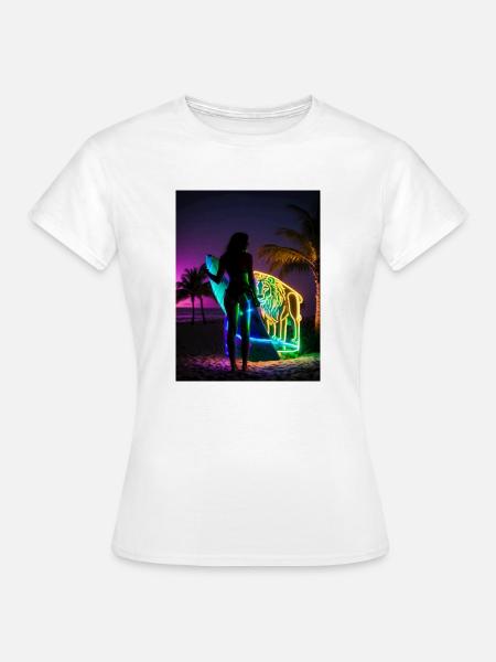 Lion Surfer - Frauen T-Shirt - Weiß