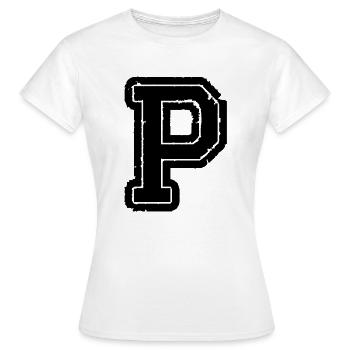 buchstabe P - Frauen T-Shirt - Weiß - Vorne - AI Model Female 172 dark (172cm)