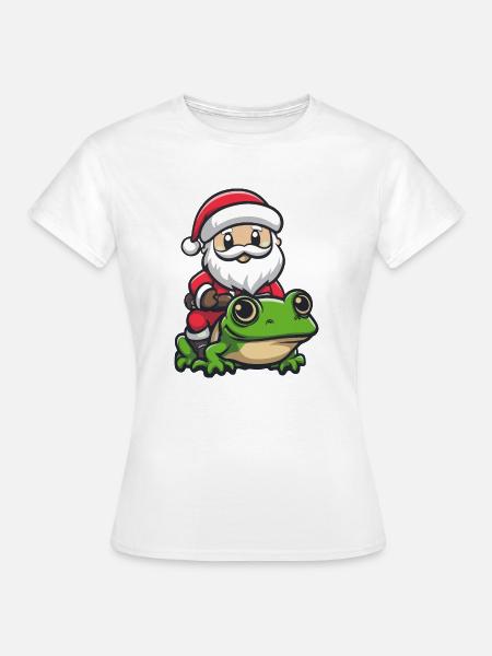 Frosch Weihnachtsmann Cartoon - Frauen T-Shirt - Weiß