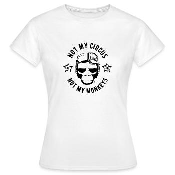 PAS MON CIRQUE - pas mon MONKEYS - shirt Fun Singe - T-shirt Femme - blanc - Devant - AI Model Female 172 dark (172cm)