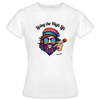 Living The High Life - Kiffer Chillbert - High Art - Frauen T-Shirt - Weiß - Vorne - AI Model Female 172 dark (172cm)