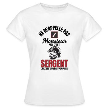 Sergent sapeur pompier - T-shirt Femme - blanc - Devant - AI Model Female 172 dark (172cm)