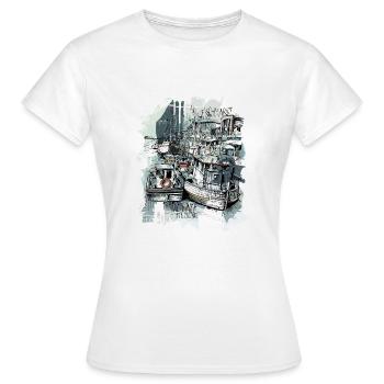 Au vieux marché aux poissons du ruisseau - T-shirt Femme - blanc - Devant - AI Model Female 172 dark (172cm)