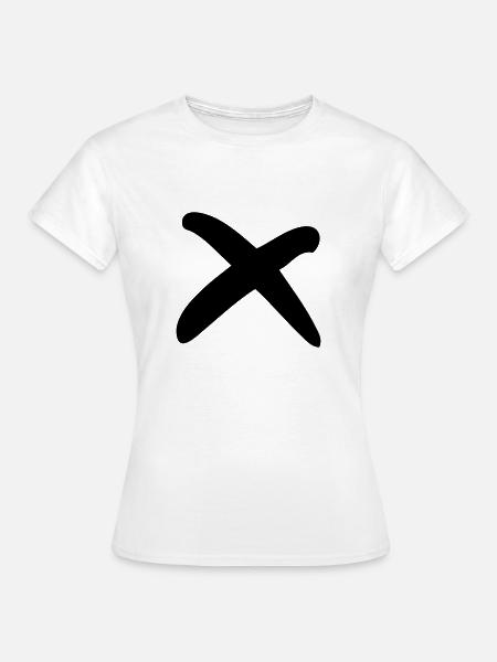 X Zeichen. Kreuz Symbol. Buchstabe X. Checkliste. - Dame-T-shirt - hvid