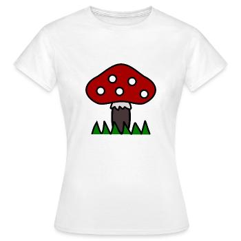 CHAMPIGNON. AUTOMNE. NATURE. ANNIVERSAIRE. FÊTE. - T-shirt Femme - blanc - Devant - AI Model Female 172 dark (172cm)