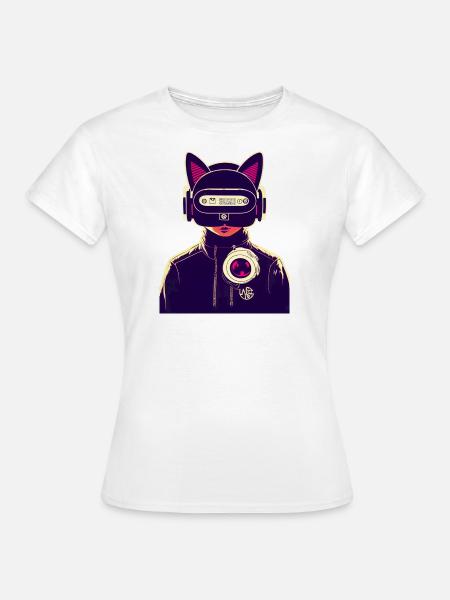 Cyberpunktstyle Katze versunken im VR-Metaverse - Frauen T-Shirt - Weiß
