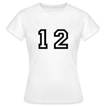 nombre - 12 - douze - T-shirt Femme - blanc - Devant - AI Model Female 172 dark (172cm)