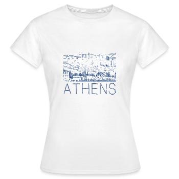 Federzeichnung Athen - Frauen T-Shirt - Weiß - Vorne - AI Model Female 172 dark (172cm)