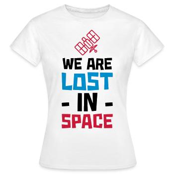 WE ARE LOST IN SPACE - SATELLITE - Frauen T-Shirt - Weiß - Vorne - AI Model Female 172 dark (172cm)