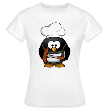 Cuisson du pingouin avec des saucisses grillées - T-shirt Femme - blanc - Devant - AI Model Female 172 dark (172cm)