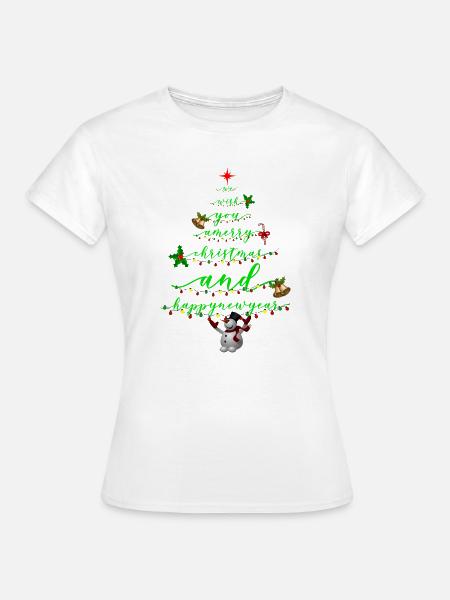 Drehbuch Weihnachtsbaum mit Schneemann - Frauen T-Shirt - Weiß