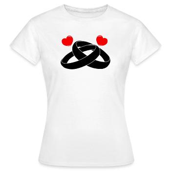 Eheringe mit Herzen - Frauen T-Shirt - Weiß - Vorne - AI Model Female 172 dark (172cm)
