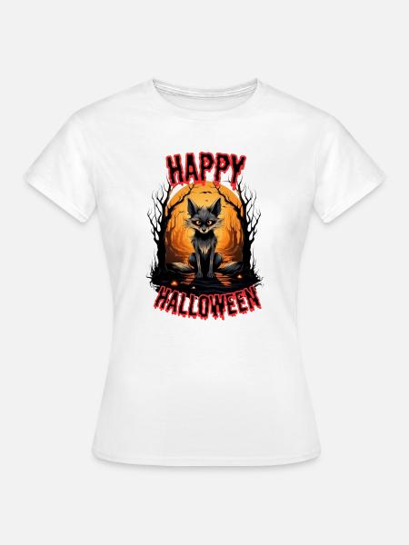 Halloween Schwarzwolf Motiv - Frauen T-Shirt - Weiß