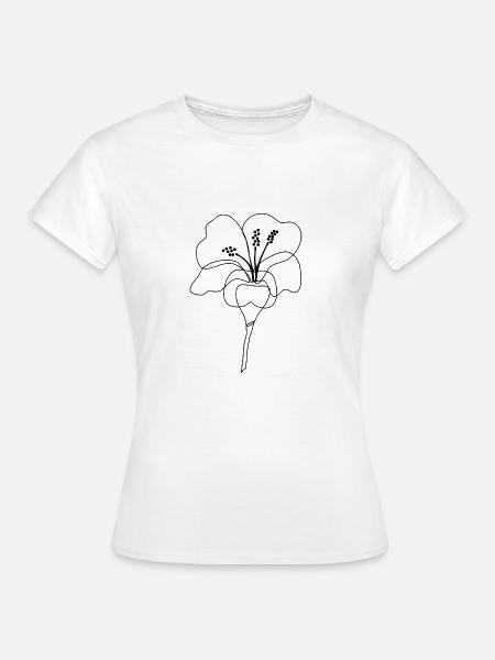 Hibiskus Line Art - Frauen T-Shirt - Weiß