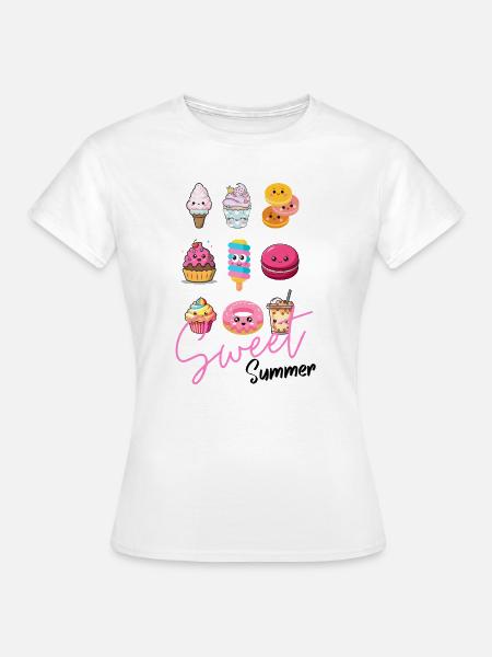 Süße Glücklichmacher – Niedliche Dessert-Illustrat - Frauen T-Shirt - Weiß