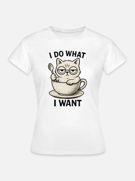 Katze in Teetasse - Frauen T-Shirt - Weiß