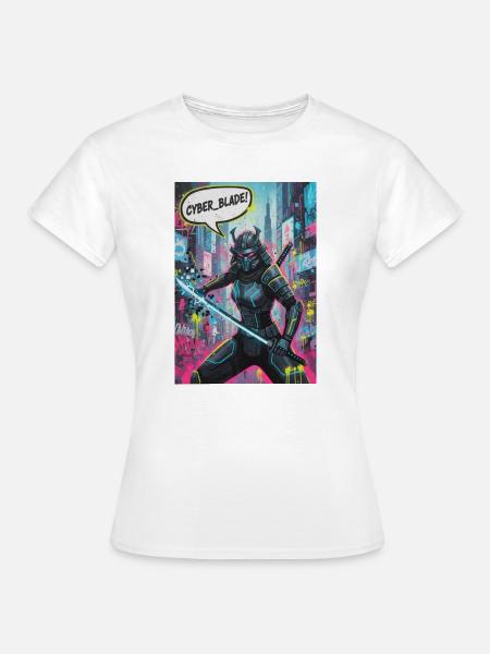 Cyber Samurai Neon Graffiti - Frauen T-Shirt - Weiß
