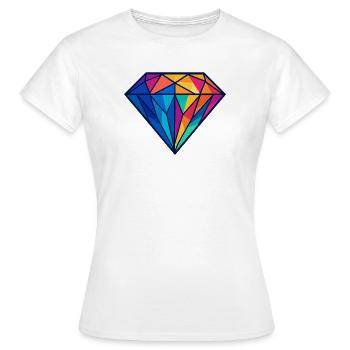 Geometrischer Diamant | Bunt / Regenbogen Design - Frauen T-Shirt - Weiß - Vorne - AI Model Female 172 dark (172cm)