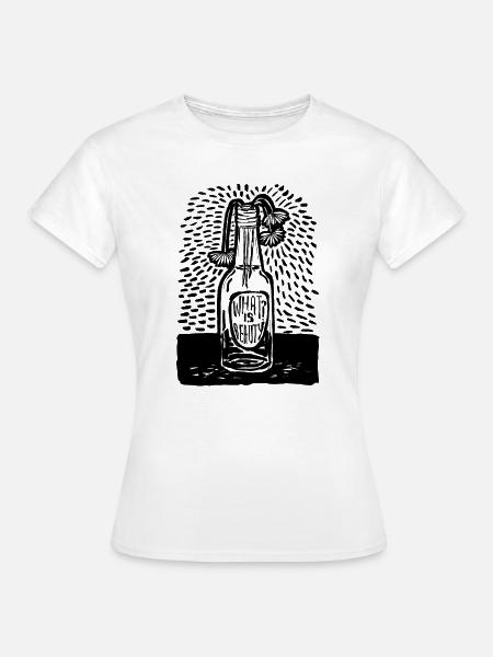Glasflasche mit Blumen - Frauen T-Shirt - Weiß