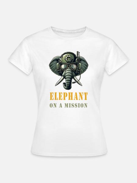 Elefant auf Mission - Frauen T-Shirt - Weiß
