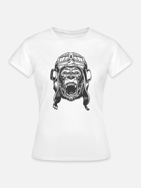 Gorilla Pilot Design - Frauen T-Shirt - Weiß