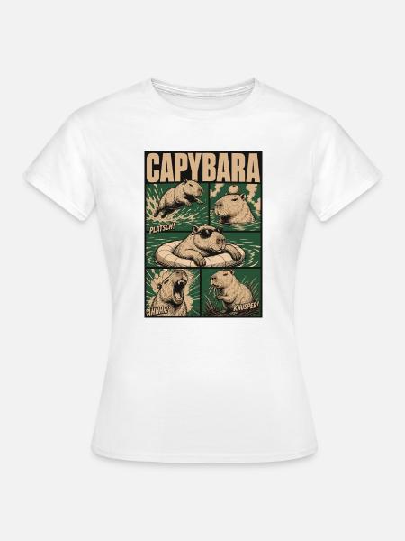 Comic Capybara Action Style - Frauen T-Shirt - Weiß