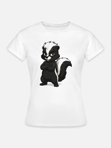 Selbstbewusstes Stinktier Maskottchen - Frauen T-Shirt - Weiß