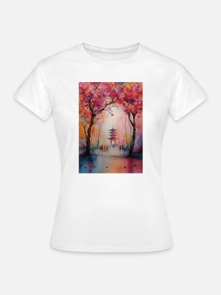 Herbstpagode in Blüte - Frauen T-Shirt - Weiß