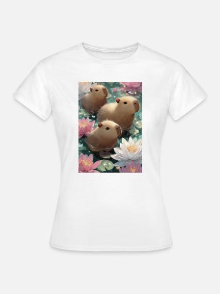 Pastel lotus capybaras - Frauen T-Shirt - Weiß