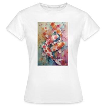 Koi Aquarelle Multicolore - T-shirt Femme - blanc - Devant - AI Model Female 172 dark (172cm)