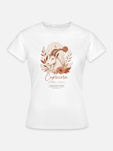 Steinbock-Tierkreis-Terrakotta-Botanische Astrologie - Frauen T-Shirt - Weiß