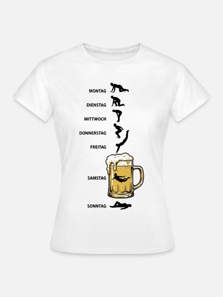Bier Woche | Evolution | Bierbad Wochenzyklus - Frauen T-Shirt - Weiß