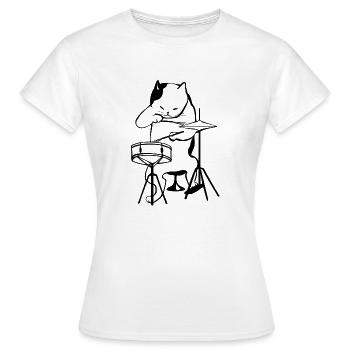 Mio le chat aux drums - T-shirt Femme - blanc - Devant - AI Model Female 172 dark (172cm)