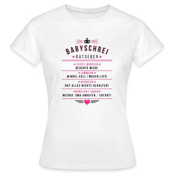 Babyschrei Ratgeber - Frauen T-Shirt - Weiß - Vorne - AI Model Female 172 dark (172cm)