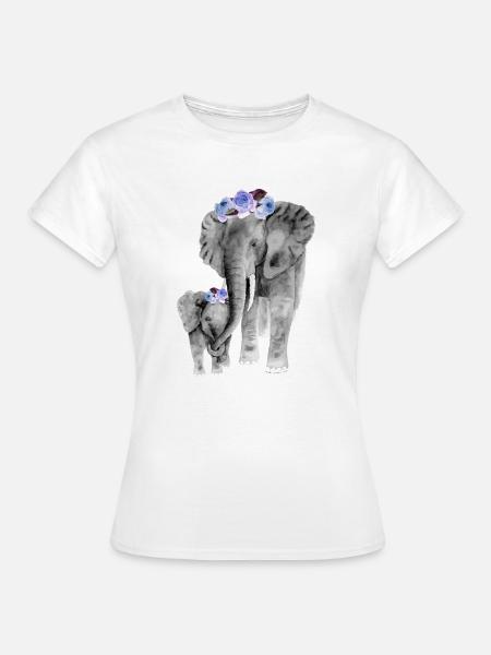 Mutter und Tochter Elefant - Frauen T-Shirt - Weiß