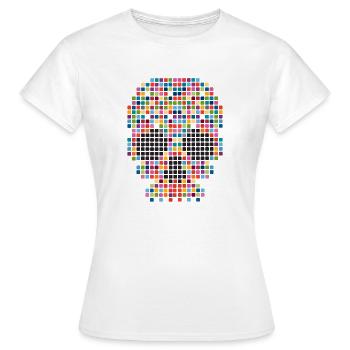 pixel art skull - Women's T-Shirt - white - Front - AI Model Female 172 dark (172cm)
