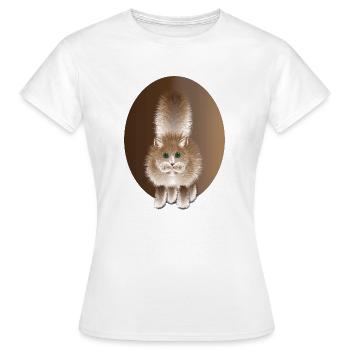 Petit chat poilu et attendrissant. - T-shirt Femme - blanc - Devant - AI Model Female 172 dark (172cm)
