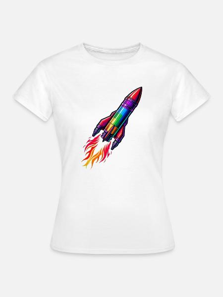 Regenbogenrakete - Frauen T-Shirt - Weiß