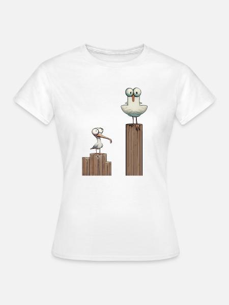 Die Möwen - Moin Möwe Seemann Aussichtsmann - Frauen T-Shirt - Weiß