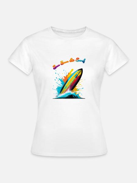 Meer, Sonne & Surfen - Frauen T-Shirt - Weiß