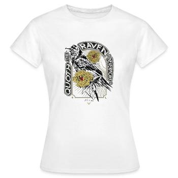 Rabe und Pfingstrosen - Handgezeichnet - Lesen - Frauen T-Shirt - Weiß - Vorne - AI Model Female 172 dark (172cm)