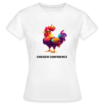 CHICKEN CONFIDENCE - Women's T-Shirt - white - Front - AI Model Female 172 dark (172cm)
