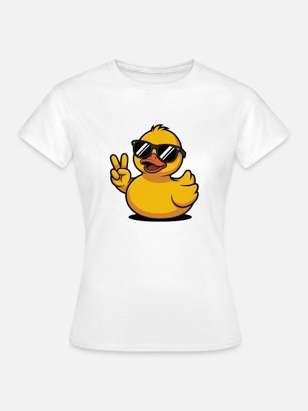 Coole Gelbe Quietscheente mit Sonnenbrille Peace - Frauen T-Shirt - Weiß