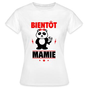 bientôt mamie,futur grand-mère - T-shirt Femme - blanc - Devant - AI Model Female 172 dark (172cm)