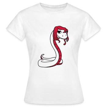 schlange weiblich frau huebsch girl maedchen sexy - Frauen T-Shirt - Weiß - Vorne - AI Model Female 172 dark (172cm)