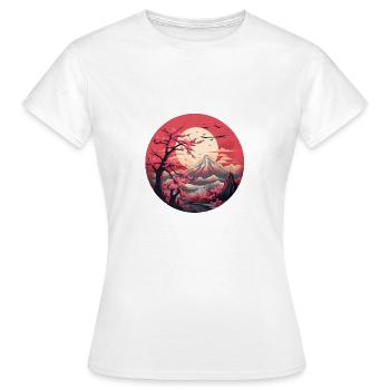 Mystische Kirschblüten - Frauen T-Shirt - Weiß - Vorne - AI Model Female 172 dark (172cm)