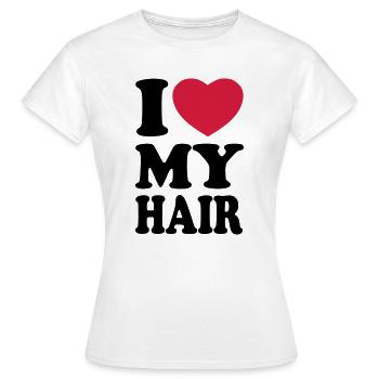 I love my hair - J'aime mes cheveux - T-shirt Femme - blanc - Devant - AI Model Female 172 dark (172cm)