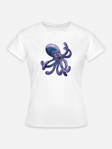 Lustiger Oktopus - Frauen T-Shirt - Weiß
