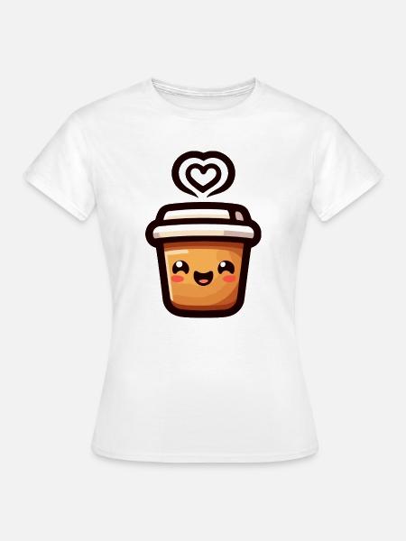 Caffeine Cutie: Der fröhliche Java - Frauen T-Shirt - Weiß